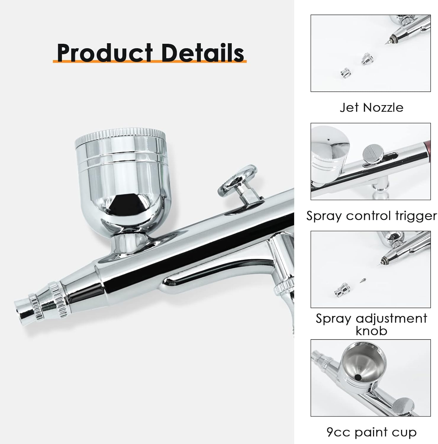 Airbrush Multi-Purpose Professional Kit with 2 Nozzle Sets (0.3 & 0.5mm Needles, Fluid Tips and Air Caps),Dual-Action Gravity Feed Air Brush Sets,20cc 40cc Cup,Cutaway Handle : Arts, Crafts & Sewing