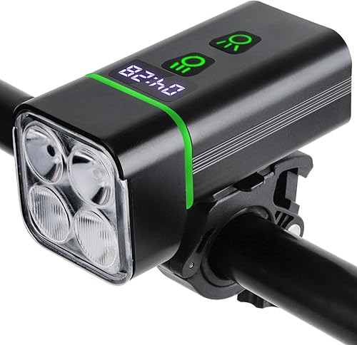 Luces de bicicleta para conducción nocturna  Super brillante 1800 lúmenes 4 luces (2 luces altas+2 luces bajas) LED faro de bicicleta 8 modos USB