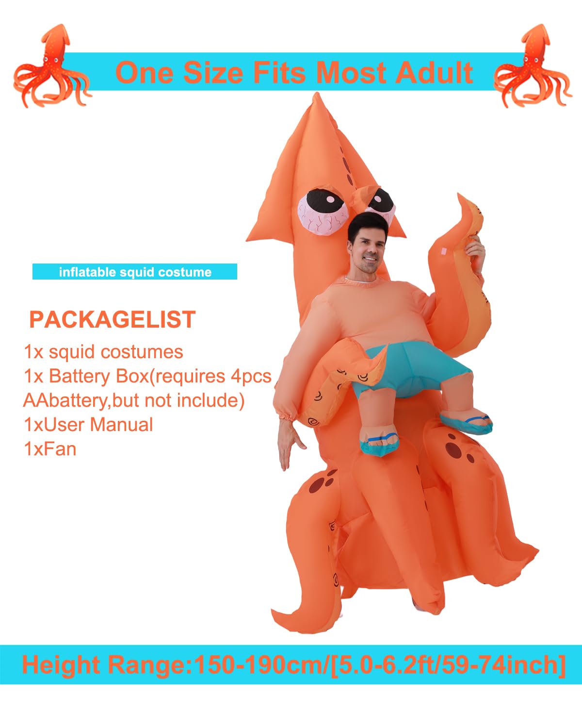 FXICH Disfraz hinchable para adultos, disfraz hinchable para mujeres y hombres, disfraz hinchable de pulpo para todo el cuerpo, disfraz divertido y fantástico de pulpo para Halloween