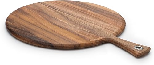 Miniatura 3 de Ironwood Gourmet Tabla de remo de madera de acacia, tabla de servir redonda XL con mango
