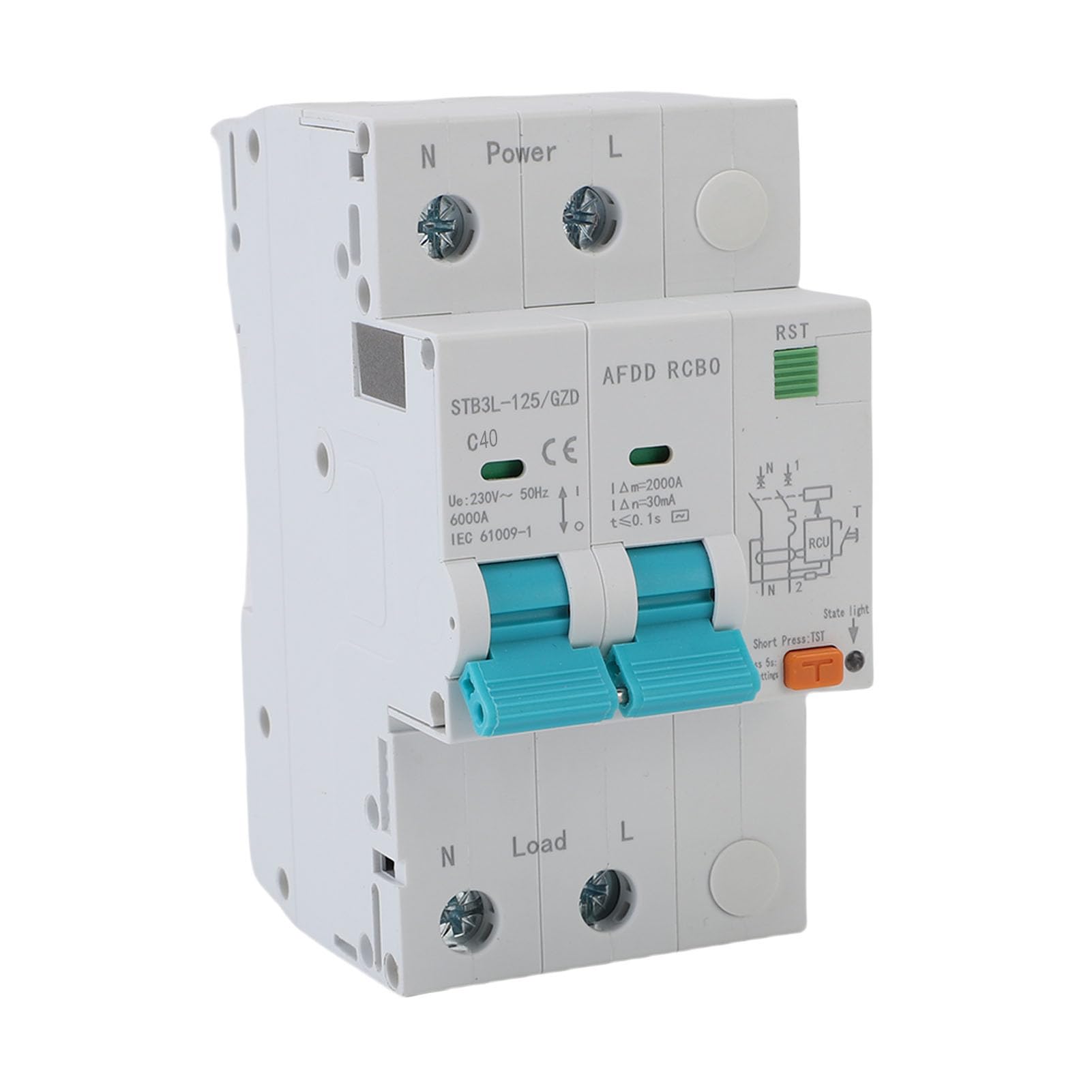 Ausla AFDD Dispositif de Protection contre les Défauts d'arc, Disjoncteur PC 2P RCBO 6KA 30 MA Type A, Fuite de Surcharge de Court-Circuit pour Une Utilisation Résidentielle, Commerciale, Hôtelière