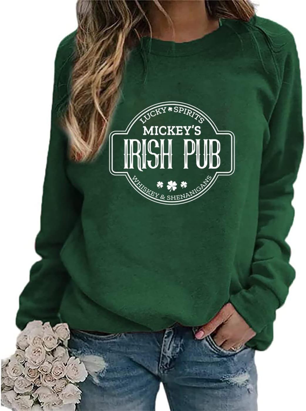 Irish Lucky St Patricks Day Sweatshirts Womens Vintage Leprechaun Graphic Tees
