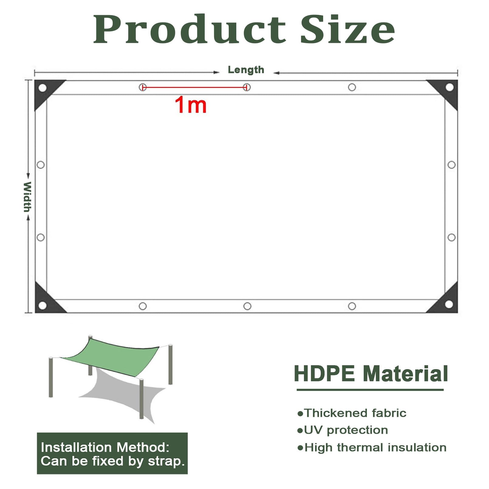 Red de protección UV de 5 x 5 m, toldo de malla de bloqueo de luz para invernadero, jardín, patio y césped, aislante térmico para máxima protección solar