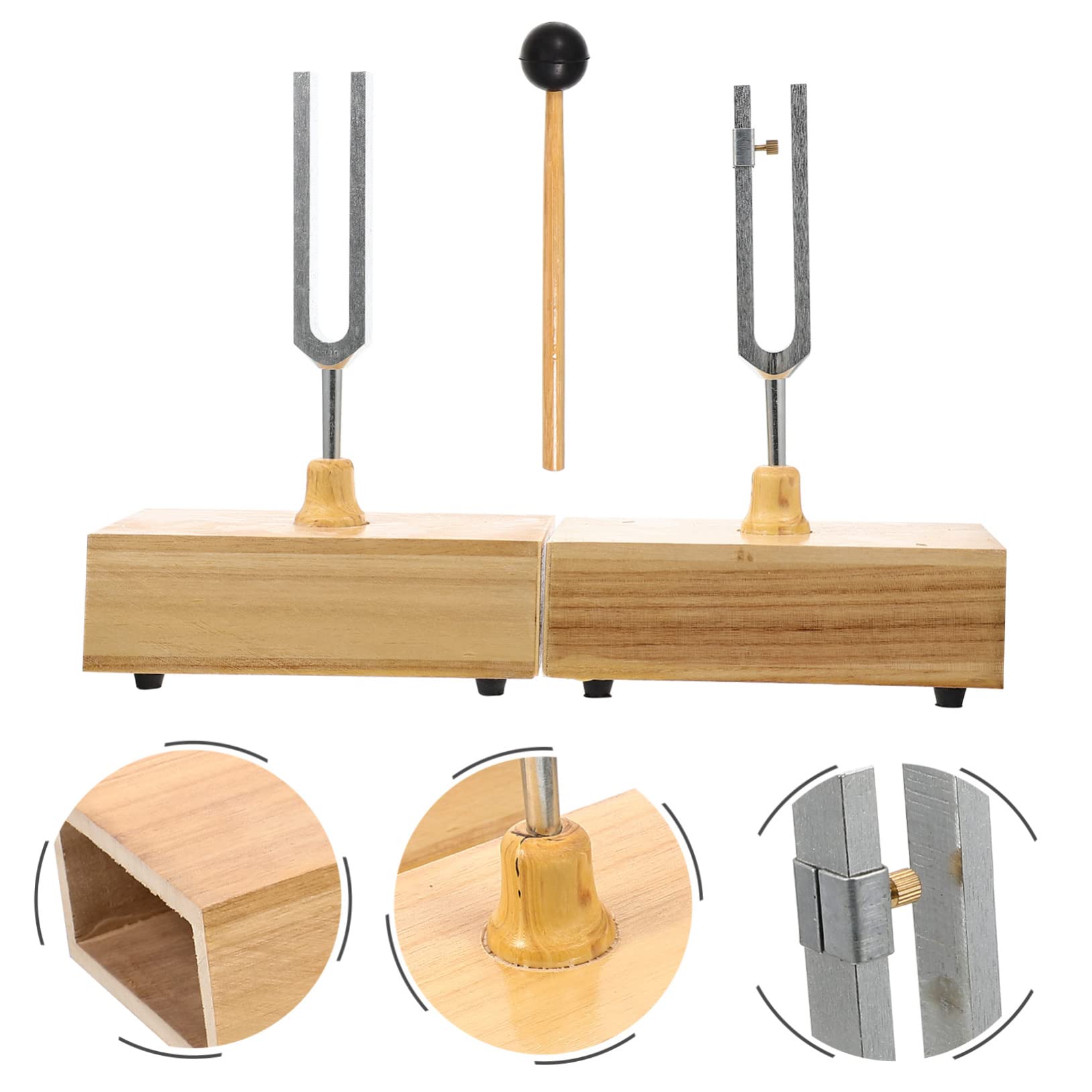 Gatuida Metallstimmgabel 440hz mit Hammer und Holzsockel für Physikalische Akustikexperimente Stabile Platzierung und Einstellbare Resonanz für Unterricht und Labor