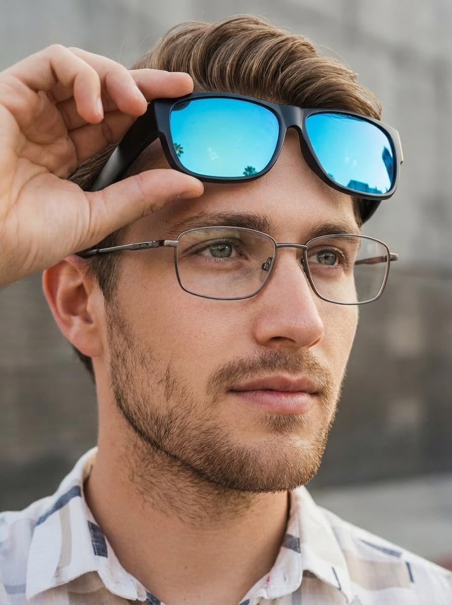 FIMILU Over Glasses Sunglasses for Men, Polarized Fit Over Sunglasses Wrap Around Glasses UV400 Protection at Driving(2 Pack)