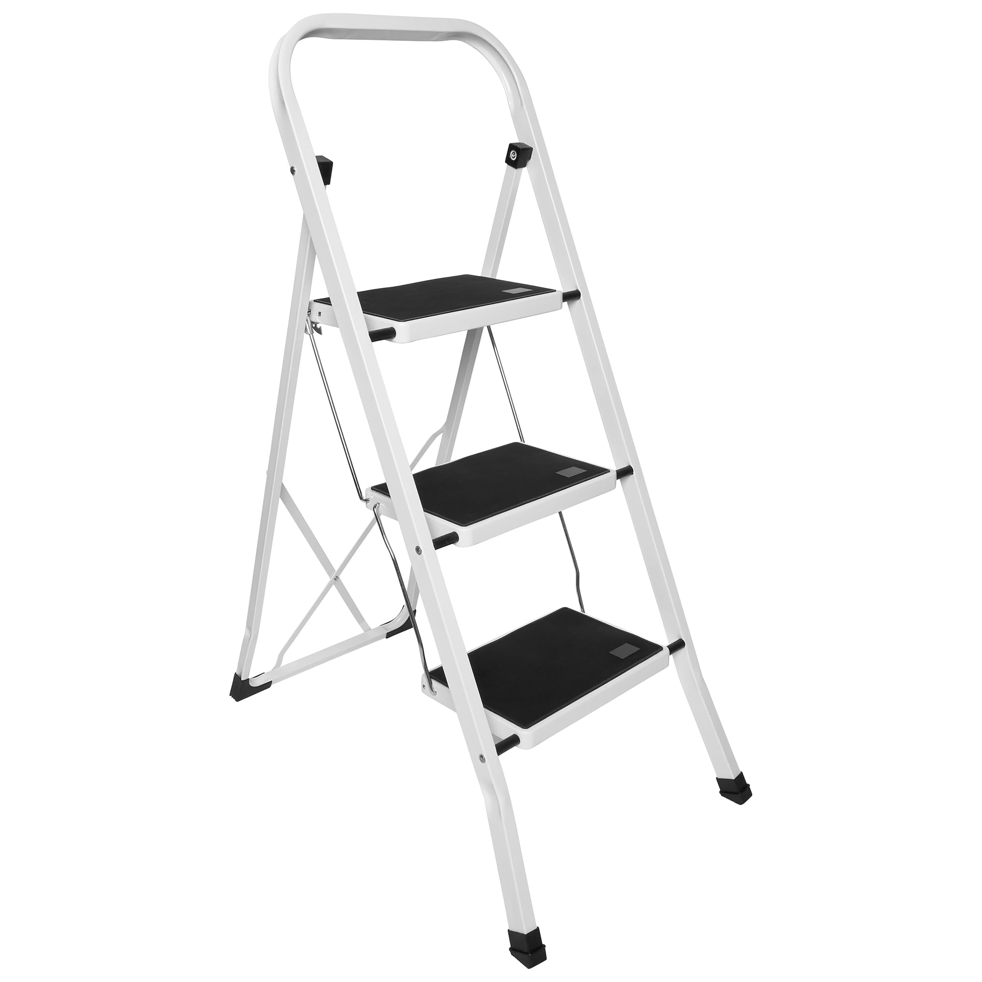 ASAB Folding Step Ladder - Non-Slip Step Stool with Handrail (3 Step Folding Ladder)