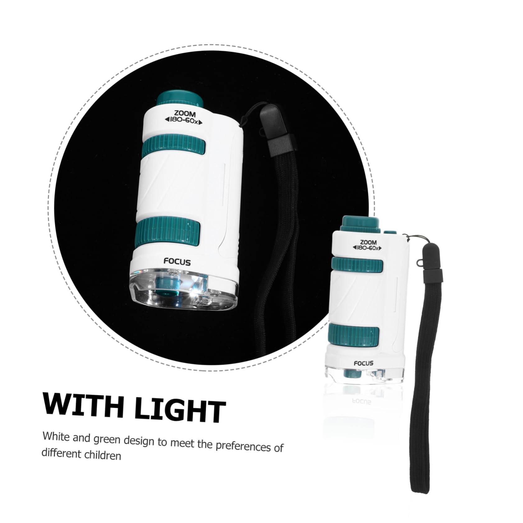 CIYODO Handheld Pocket Microscope 60x-180x Magnification Student Science Experiment Tool Early Learning Accessory for Boys and Girls