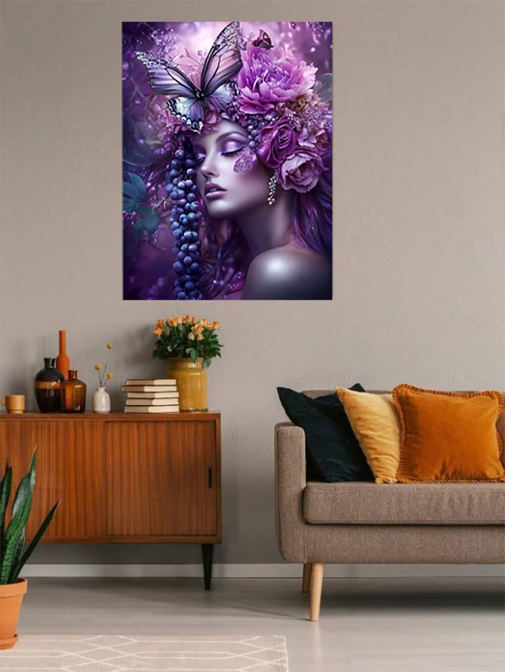 5D Diamond Painting Adulti Dea Rotondo Diamond Painting Kit 70x95cm a-2901 | Mariposa Diamond Painting Kit Completo, Dimensioni Diamantini Crystal Art, Hobby Creativi Adulti Decorazioni da Parete e Casa