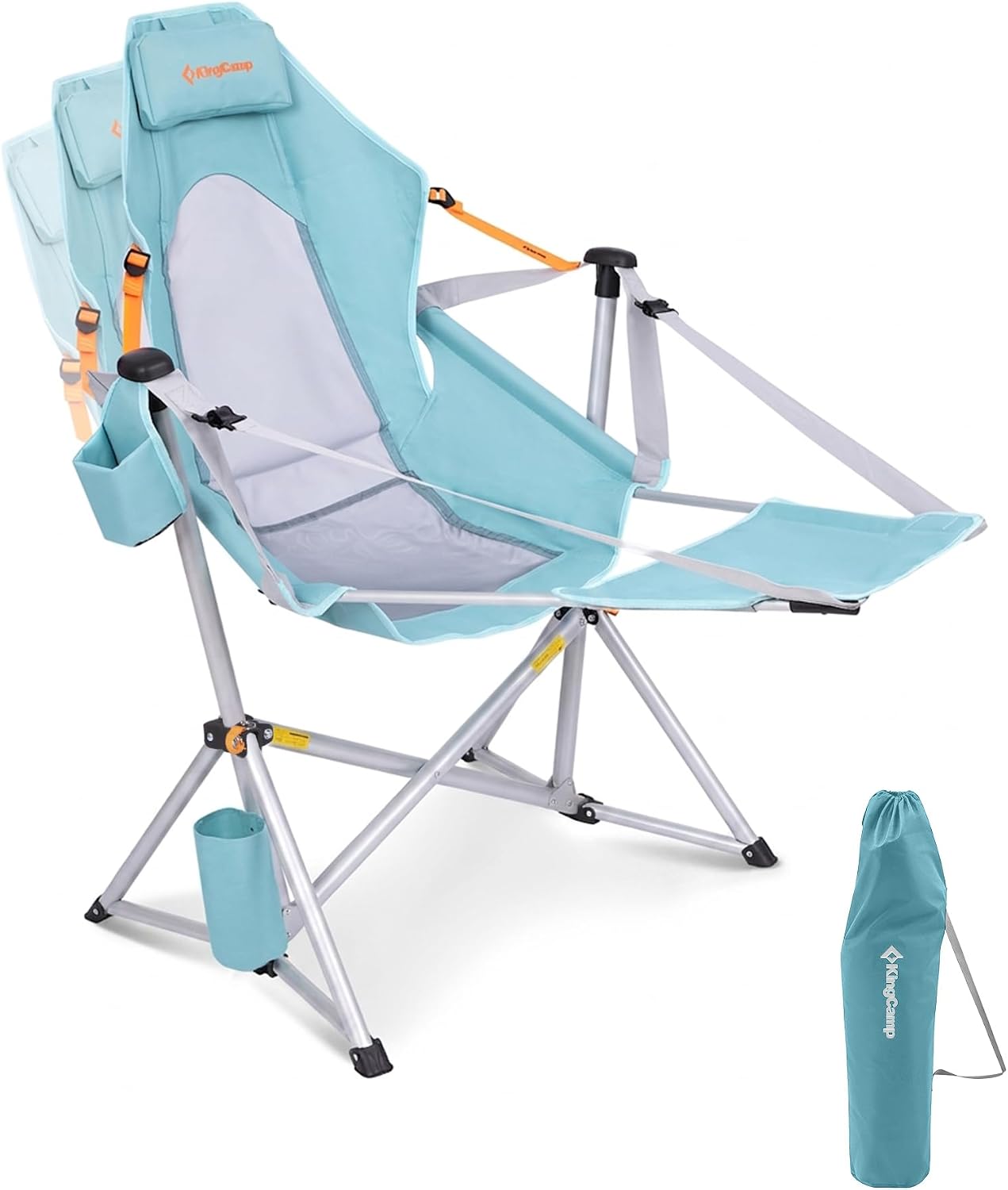 KingCamp Hammock Chair with Footrest – Heavy Duty Swinging Rocking Camping Chairs for Adults up to 400lbs, Folding Portable Oversized Rocker with Cup Holder & Pillow for Outdoor Beach Lawn RV Sports