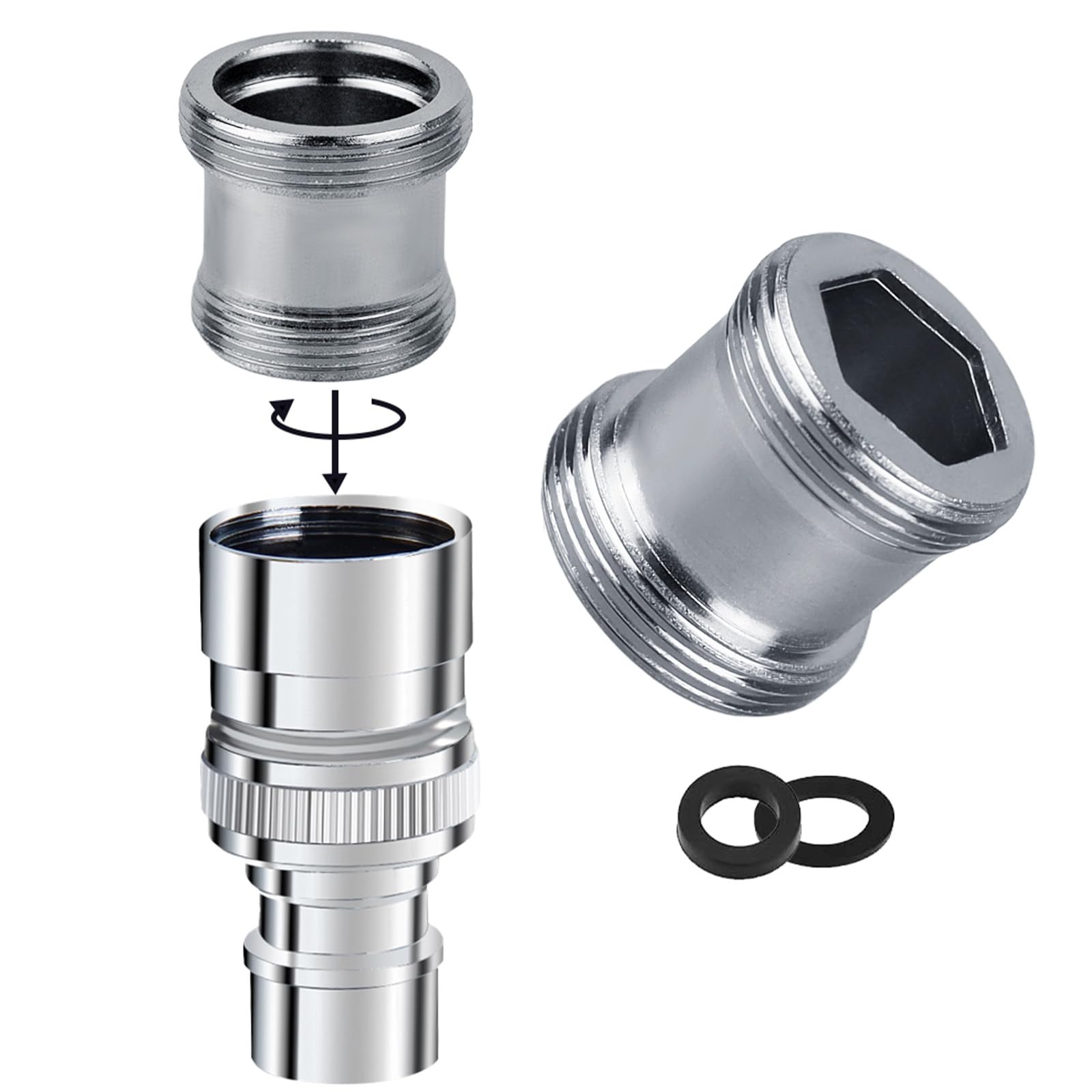 Zestaw 2 adapterów M18 na M22 – adapter gwintowany do gwintu zewnętrznego, idealny do perlatorów i umywalek