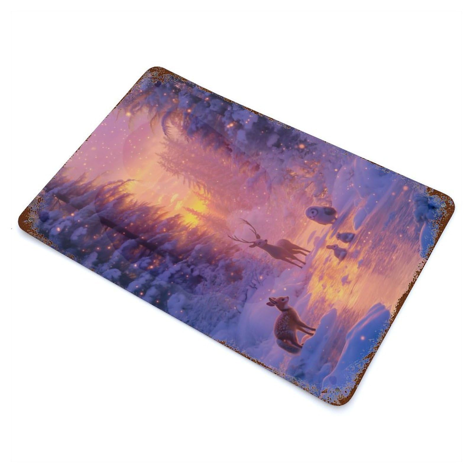 Winter Wonderland Rusty Metal Tin Sign 11.8"x7.9", Industrial Home Decor for Garage, Pub Or Kitchen