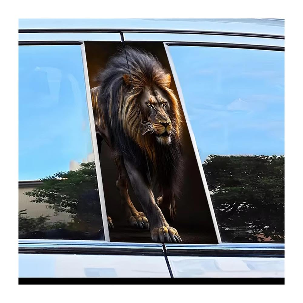 Bertdcx One Color Car Center Pillar Protection Stickers Lion Pattern Scratch Resistant Film Auto Parts