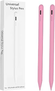 2 Pieces Stylus Pen for iOS/Android/Windows Stylists Pen for Samsung Galaxy Tab A9/A8/A7 Tablet Pens with Dual Touch Screen Stylus Pencil (Pink)