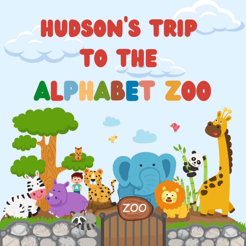 Hudson trip to the Alphabet Zoo: Personalised Children's Book (Boy 1)