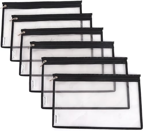 Miniatura 8 de Bolsas organizadoras Augbunny de PVC transparente, resistentes al agua, multiuso, con cierre, paquete de 6, Negro S
