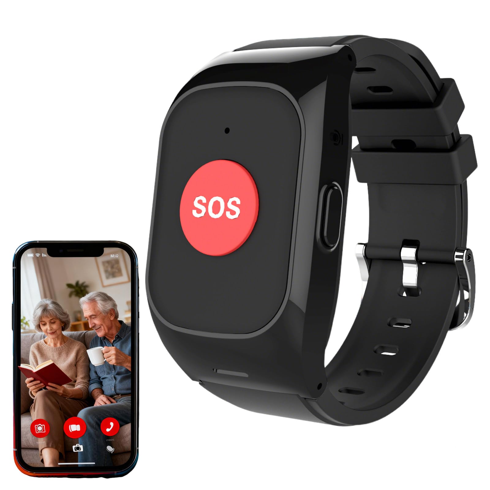 EaThsalL Elderly Alarm Reminder Smart Watch for Seniors GPS Tracking & SOS Alert Emergency Button Location, Dual Reminders for Seniors, Setting up 15 members Buttons