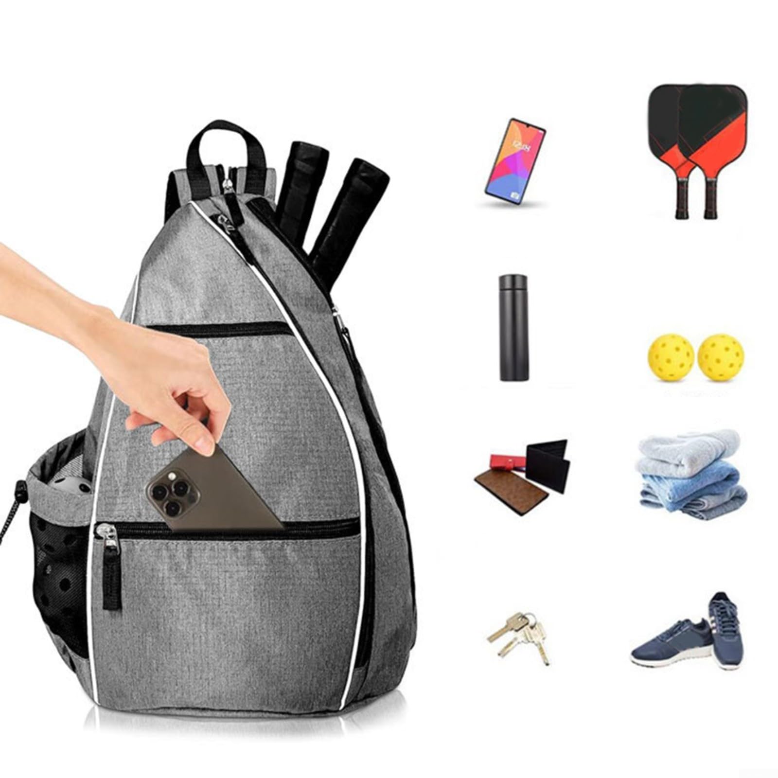 Sac à dos de padel de tennis 47,5 x 35 x 25 cm en tissu Oxford résistant à l'eau avec compartiment séparé pour accessoires