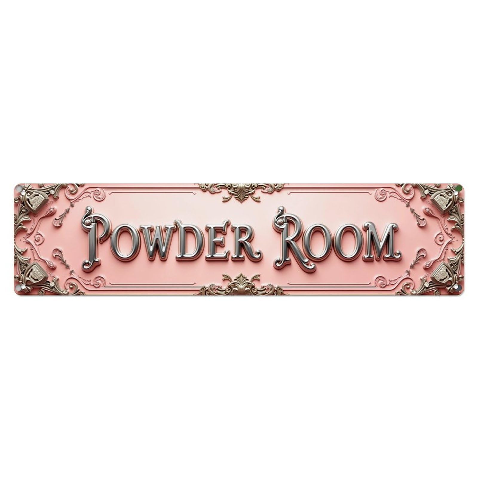 Jdyaojiesheng Vintage Ornate Pink Background Elegant Script Tin Sign Retro Metal Wall Decor Metal Poster, Home Bar Garage Farmhouse Cafe Wall Art Decoration 4X16inch