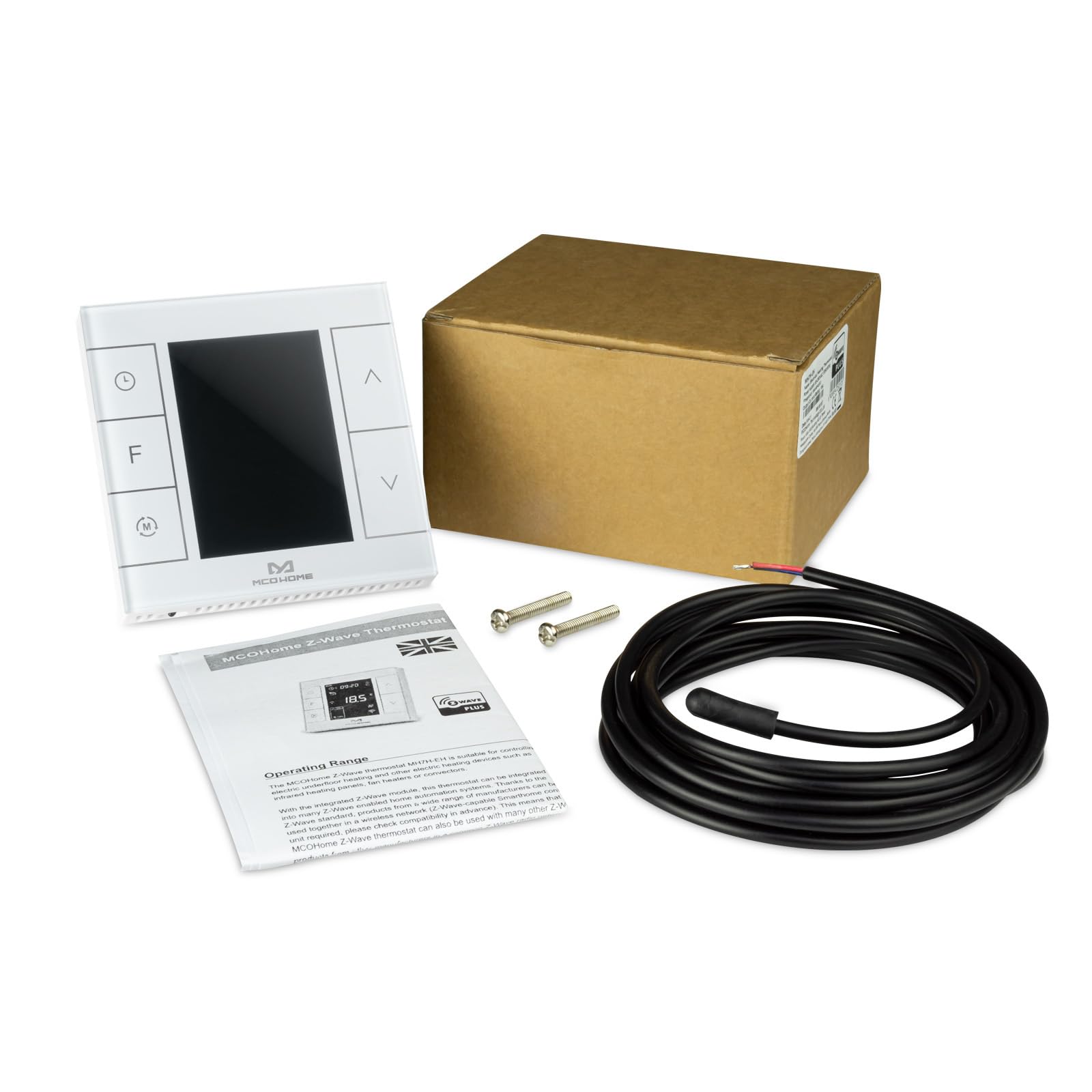MCO Home Z-Wave Raumthermostat MH7H-EH für Fußbodenheizung & Infrarot-Heizung/Z-Wave Smarthome kompatibel weiß