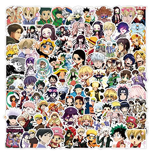 Anime Stickers for Kids Teens Adults, 100 Pcs Vinyl Cartoon Mix Decals for Laptop Skateboard Guitar Luggage Water Bottle