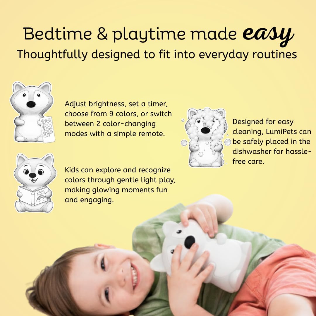 Lumipets Fox Silicone Night Light for Kids, Squishy Lamp with Remote image 4