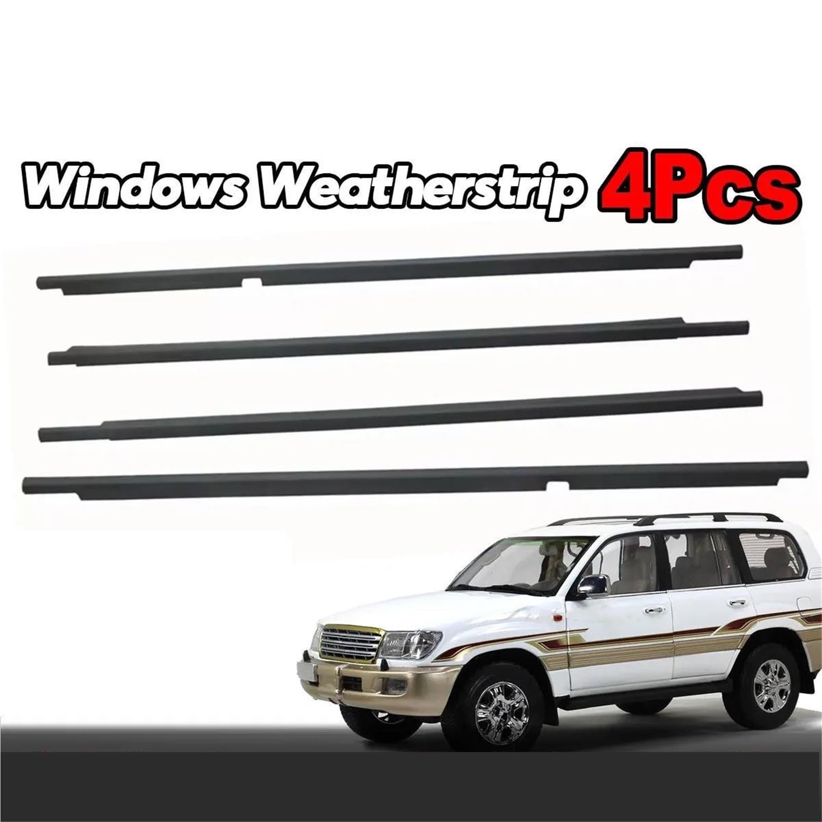 Striscia Tenuta Portiera 4 Pezzi Guarnizione Finestrini Esterni Guarnizione Portiera Modanatura Per Toyota Per Land Per Cruiser LC100 LX450 1998-2007 Guarnizioni(Nero)