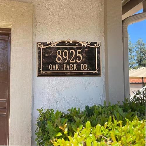 Address Plaque Sign Cast Metal Options - 12" X 8.07'' House Number Plaque Sign,Persoanlized Address House Numbers For Outside House,Street,Garage,Garden,Apartment,Mialbox 911 Visibility (Rose Gold) #TOP5