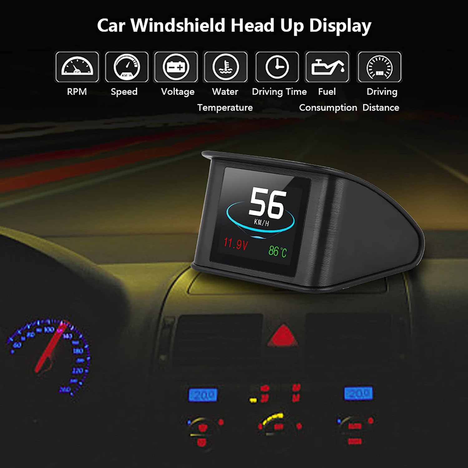 HUD Display in a car windshield