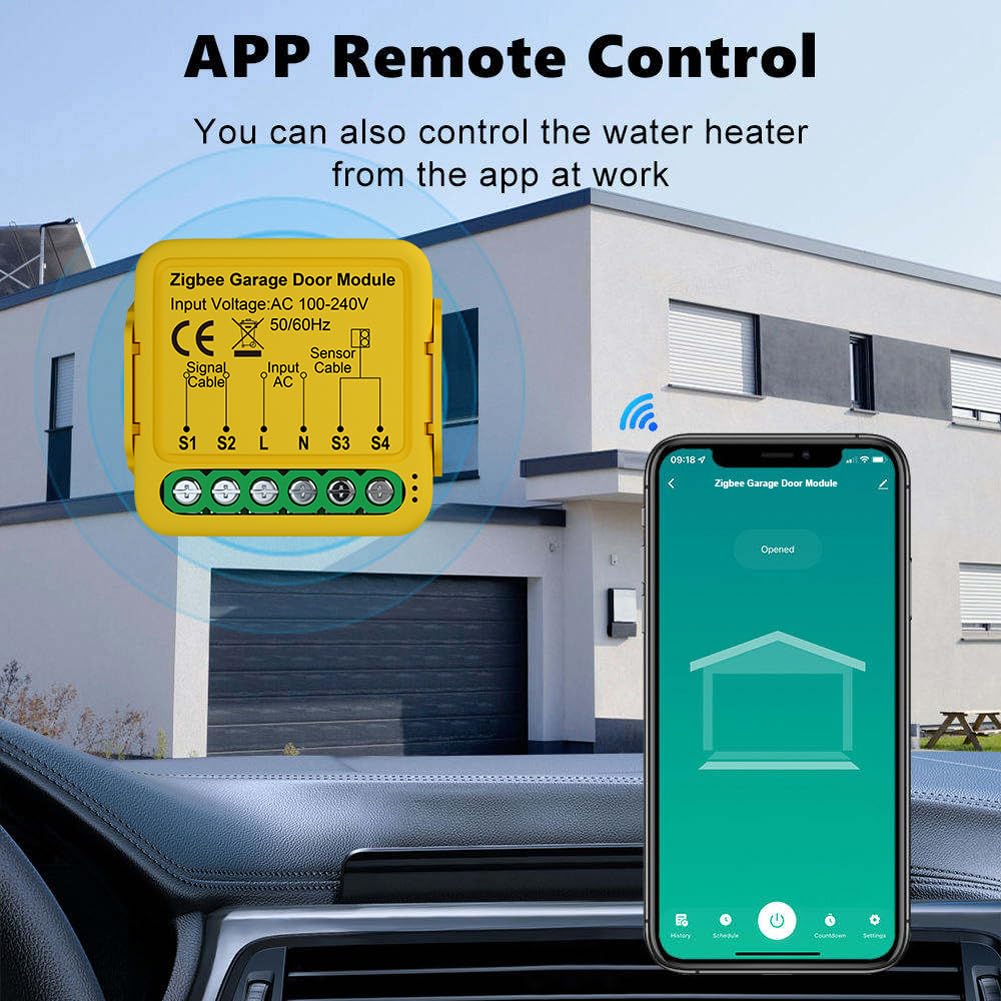 Jemora Tuya ZigBee Ouvre-porte Intelligent Module de contrôleur de porte de garage Télécommande de téléphone portable Tuya APP Contrôle compatible avec et Home pour la commande vocale