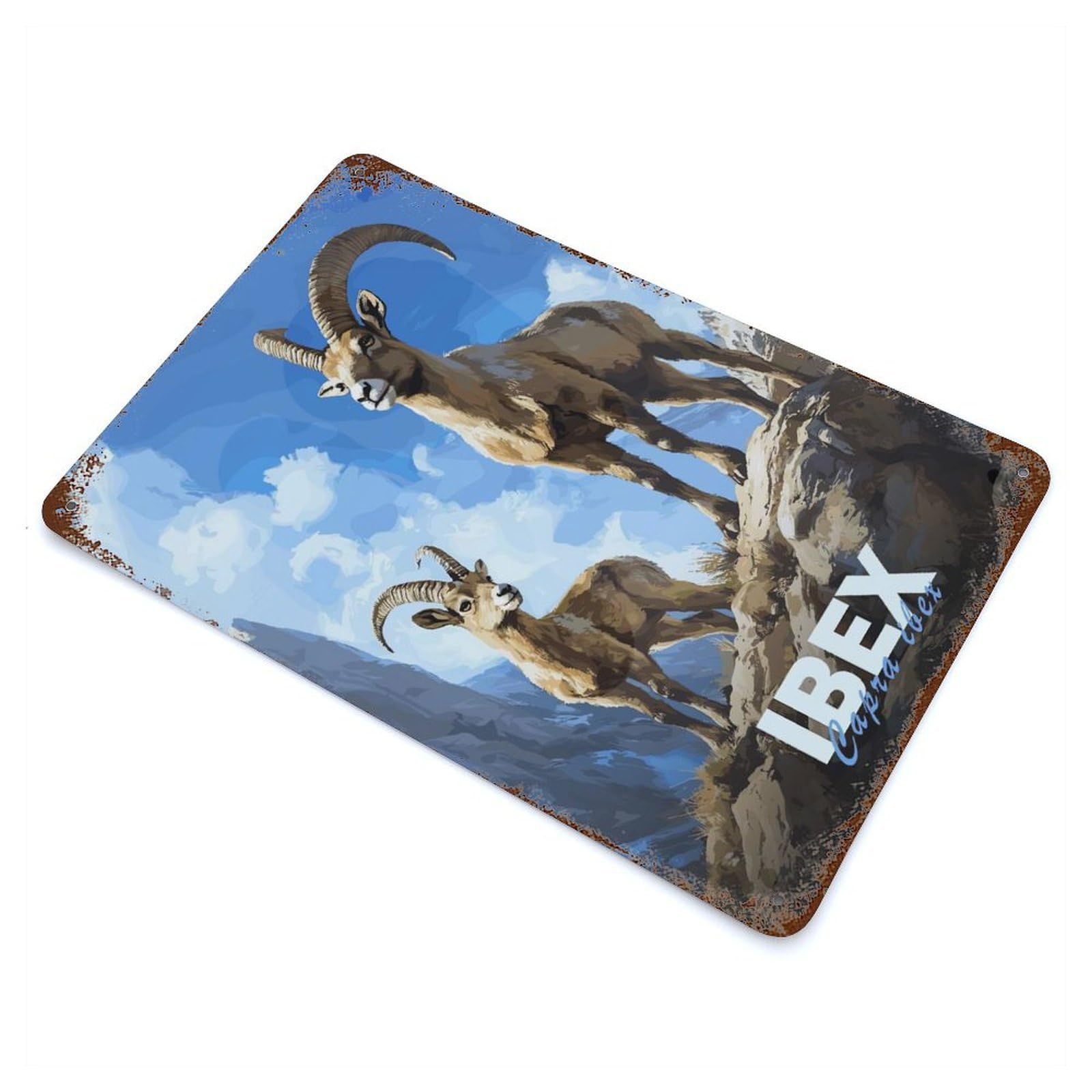 Ibex Family Rusty Metal Tin Sign 11.8"x7.9", Rustic Home Decor for Living Room, Hallway And Home Decor