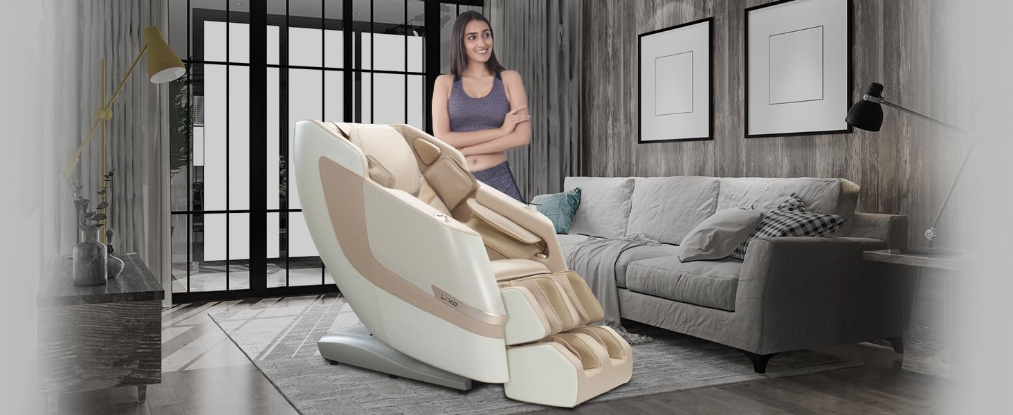 Lixo Dual Core 4D Massage Chair- LI5588: Dual Smart Screens, 22 Auto Programs, SL Track, Voice Control, & Health Scan for Wellness Focused Homes. Advance Technology Made Simple. - Beige