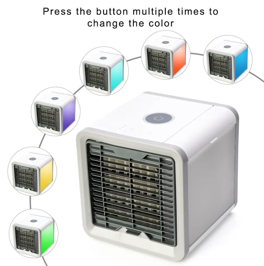 Image of Drumstone (𝗦𝗽𝗲𝗰𝗶𝗮𝗹 𝟱 𝗬𝗲𝗮𝗿𝘀 𝗪𝗮𝗿𝗿𝗮𝗻𝘁𝘆) Compact USB Cooler & Humidifier with 3-Speed Fan | Energy-Saving Evaporative Device for Desk, Bedroom & Travel | Built-in Soft LED Light