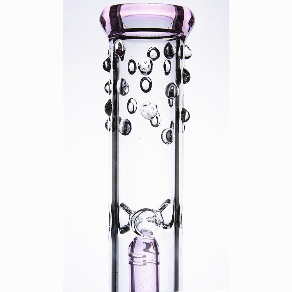 Glass Bong Doble Tree Cúpula Cafetera Pipa De Agua 18mm Bowl Waterpipe 16 "De Alto (Rosa)