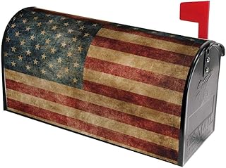 Retro American Flag Mailbox Covers Magnetic Post Box Cover Wraps Standard Size 21x18 Inches for Garden Yard Decor