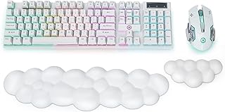 Keyboard Wrist Rest, Memory Foam Wrist Rest for Computer Keyboard, Wrist Support for Keyboard Cloud Wrist Rest, Mouse Pad Wrist Support - Laptop, and Computer Use (White)