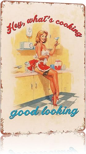 Pin Up For Kitchen, Whats Cooking, Good Looking Vintage Metal SignPoster Home Wall Decor, For Bedroom, Living Room, Bar, Restaurants,Etc.Plaque12 X