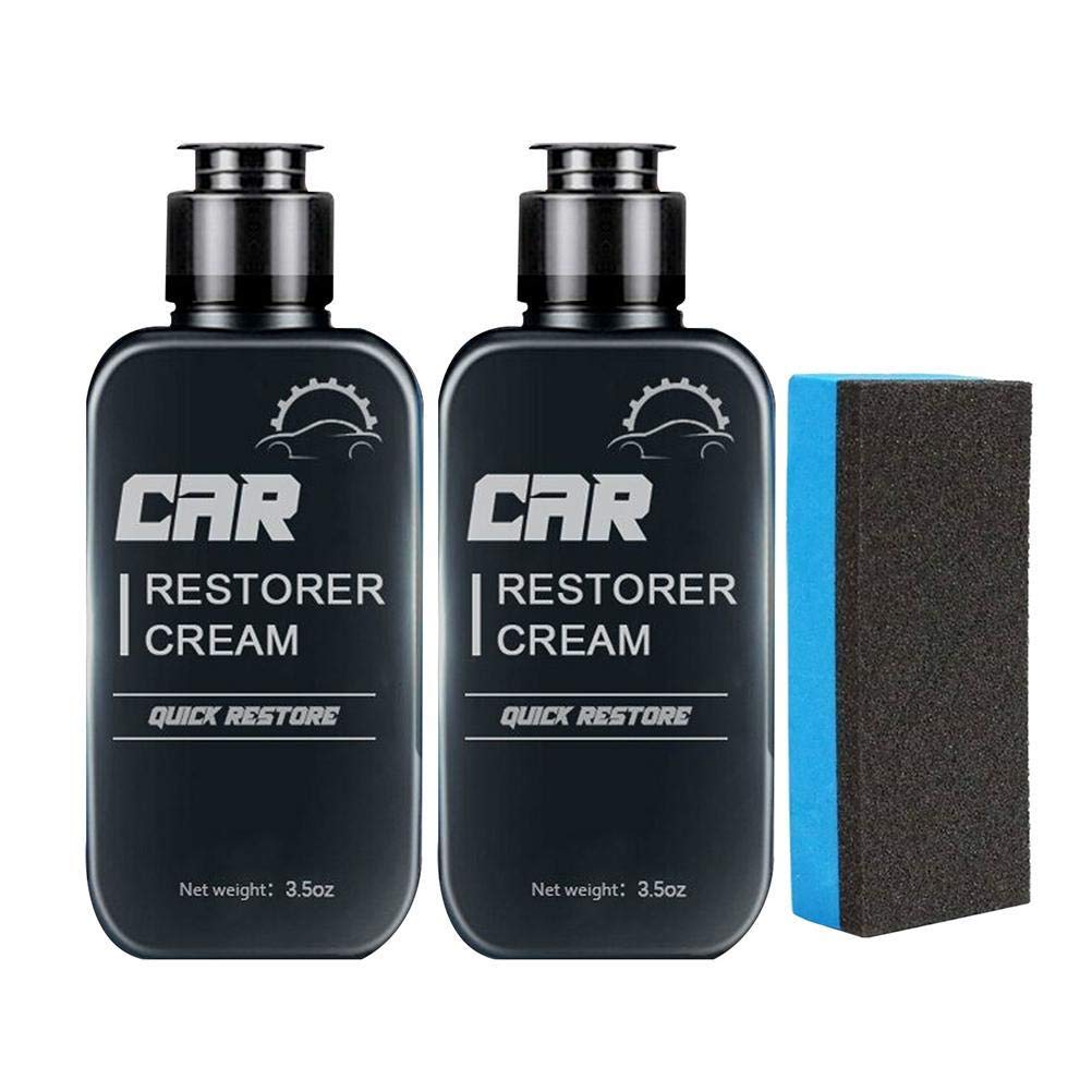 Tbest Refurbishment Paste, Auto Leather Plastic Refurbishment Paste, Plastic & Leather Polishing Compound & Scratch Remover, Black, 3.5 oz, 1 Pack + Sponge