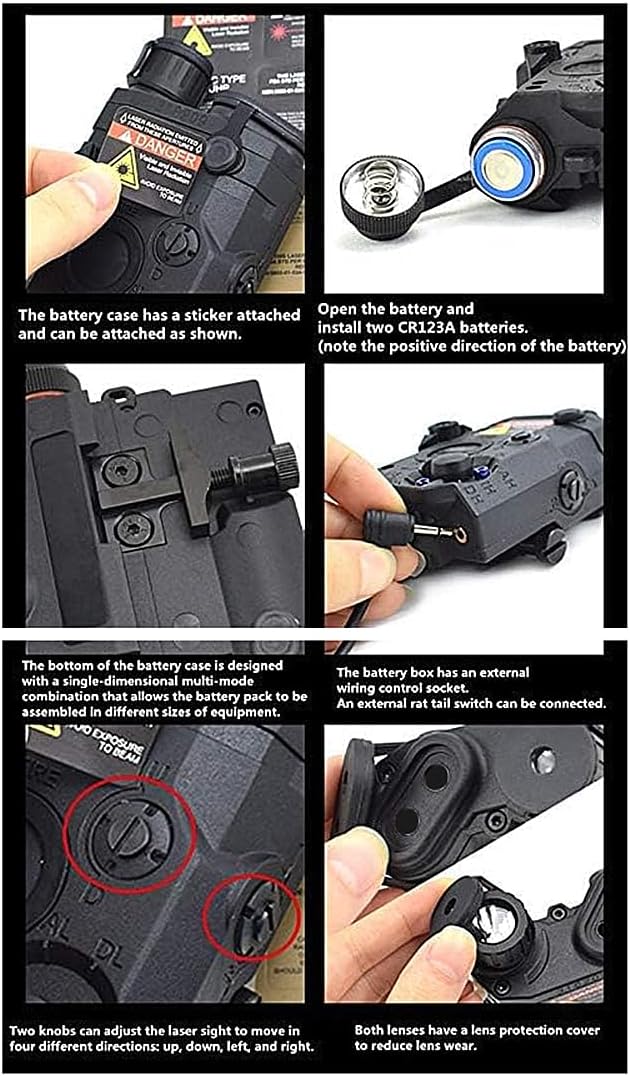 haoguizheng PEQ-15 Style Battery Case Box Sight + LED Flashlight BK/DE for AEG GBB CQB