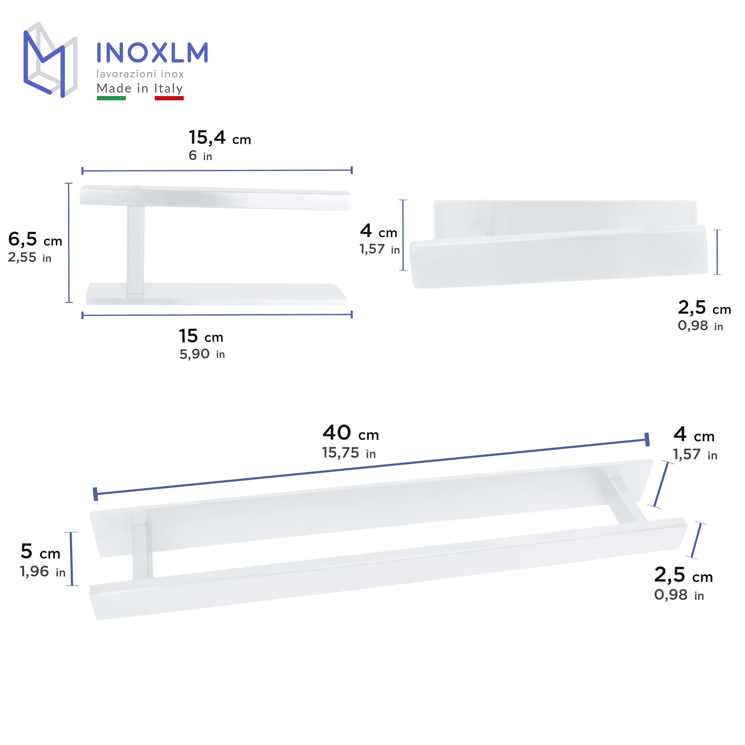 INOXLM - Kit de Baño Adhesivo | Toallero y Portarrollos Sin Agujeros | Porta Papel Higiénico (Kit Completo 2 Piezas, Blanco)