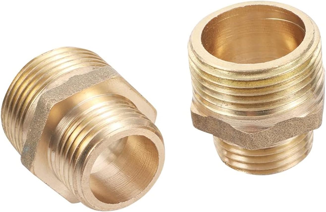Threaded Connector，Nipple Fitting, Straight Connector，Thread Brass Bushing Reducing Connector，Industrial Courtyard Garden Hose Fittings 3 Pieces of Brass 1/2" to 3/4" Male Threaded Connector, Male Thr