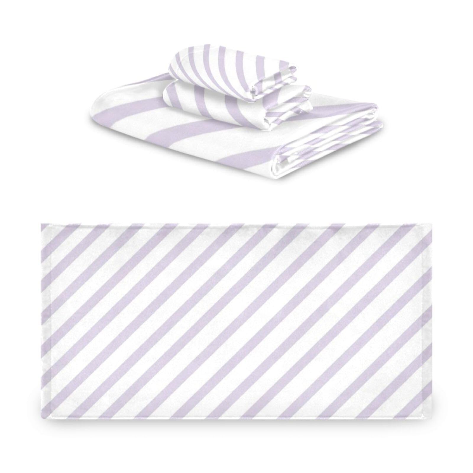 Set di 3 asciugamani morbidi a righe viola, 1 asciugamano da bagno, 1 asciugamano per le mani e 1 panno per la casa, cucina e famiglia