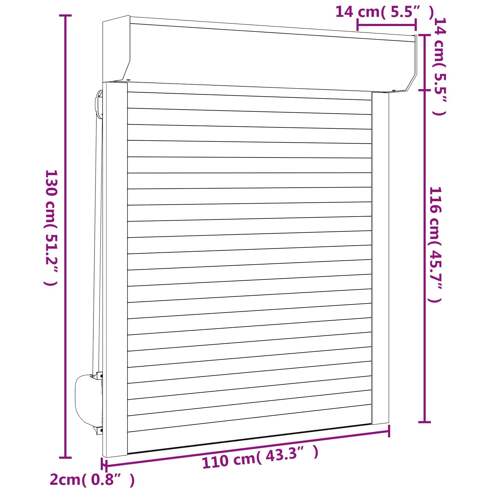 Volet roulant blanc, 110 x 130 cm, aluminium polyuréthane, rail de guidage, pilote manuel, panneau à lamelles pour fenêtre, maison, extérieur, protection solaire, brise-vue