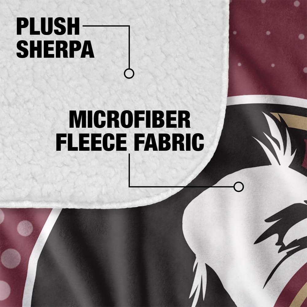LOGOVISION Official Collegiate Logo Dots Collection Silky Touch Sherpa Back Super Soft Throw Blanket Collection