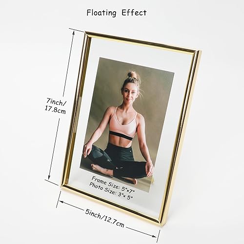 Miniatura 2 de Marco flotante dorado (5 x 7 pulgadas, vertical, 2 juegos) con corazón romántico, para fotos de 4 x 6, 3 x 5, 2 x 3, marcos modernos de estilo