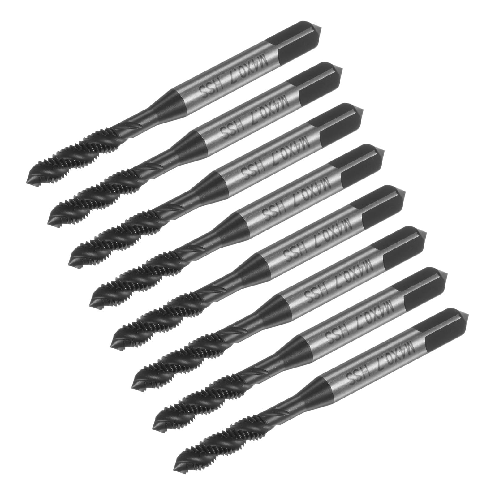 QUARKZMAN 8pcs Métrique Spirale Flûte Filetage Taps, M4 x 0,7 H2 Vis Filetage Robinet, Nitrure Revêtement 6542 Élevé Vitesse Acier Machine Tapotement Outils pour Machiniste Réparation