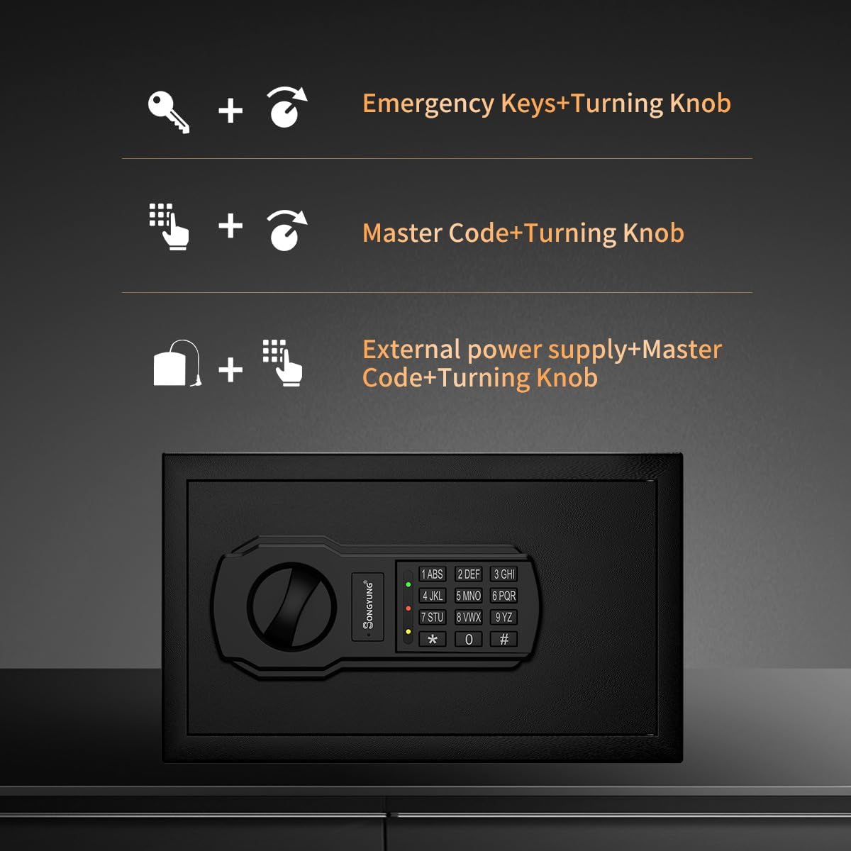 Fire Resistant Safe Box with Fireproof Waterproof Bag and Sensor Light,0.4 Cubic Feet Money Safe with Emergency External Power Supply,Electronic Digital Security Safe