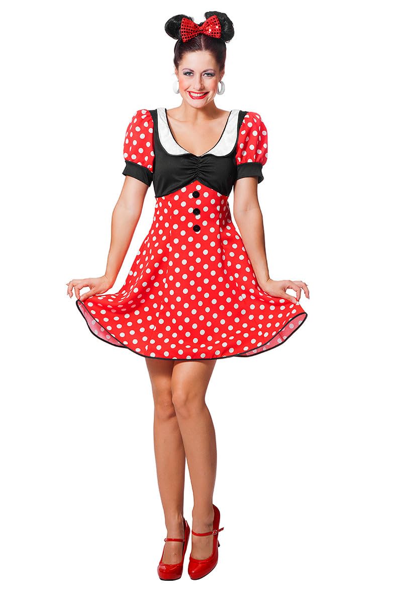 WILBERS & WILBERS 4067 - Disfraz de Minnie para Mujer, Vestido de Lunares con Mangas abullonadas, Disfraz de ratoncita de Dibujos Animados para Carnaval, Fiesta temática