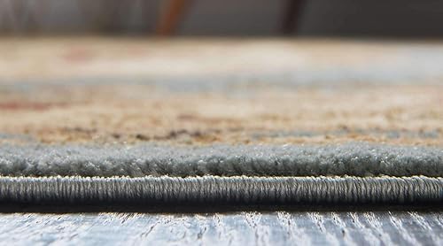 Miniatura 4 de Unique Loom colección Versailles - Alfombra tradicional clásica con motivo floral (8 pies x 10 pies, rectangular, azul pizarra marfil)