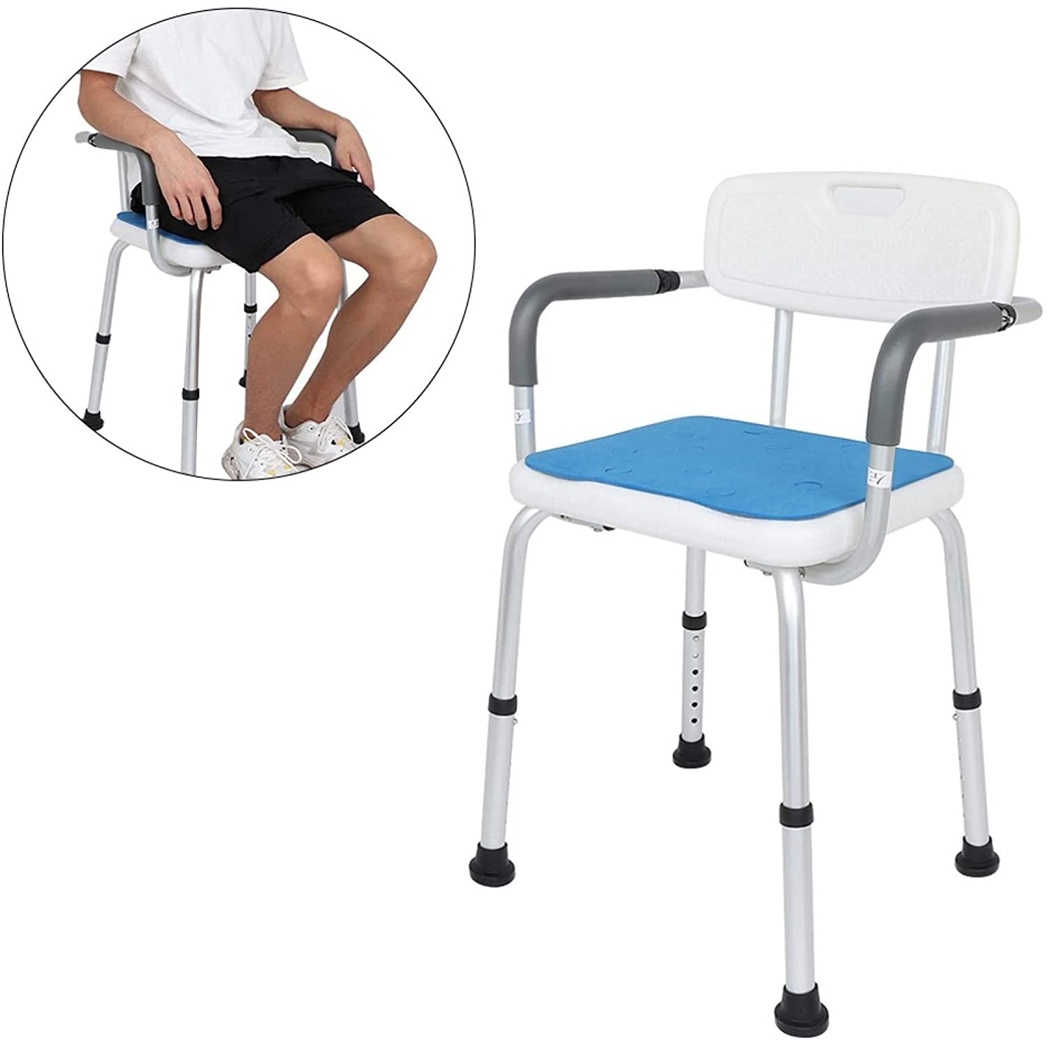 Taburete de Ducha Sillas de Ducha para Personas Mayores, Silla de Ducha para Personas Mayores de Trabajo Pesado con Respaldo, Asistencia de Altura Ajustable, Personas Mayores y Tabu