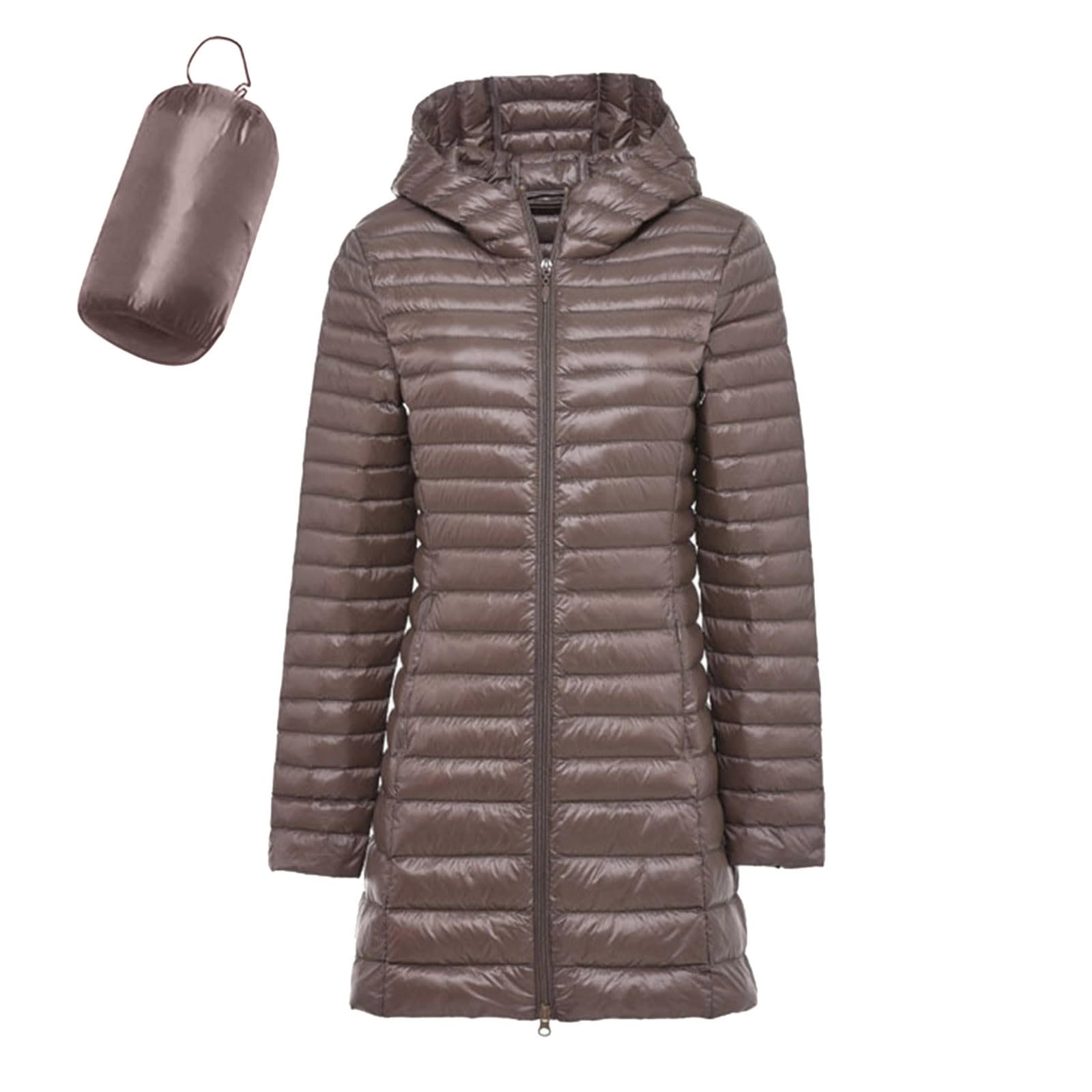 Piumini Donna Invernali Lunghi, Giubbotto Donna Autunnale Leggero Trapuntato Con Cappuccio Ultra Leggero Giacca Invernale Antivento Tinta Unita Casual Caldo Giacconi Per Tempo Libero O Trekking